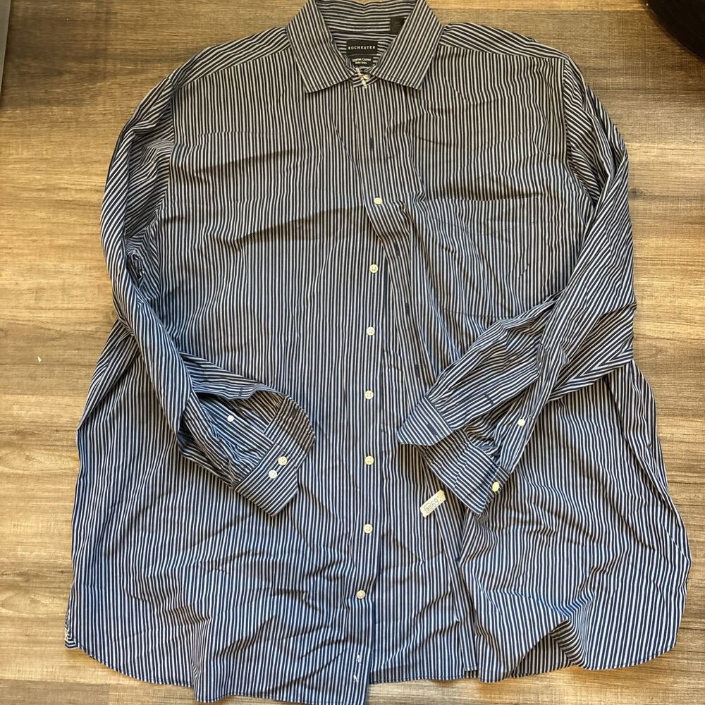 Rochester Men’s Dress Shirt Egyptian Cotton Blue Check 19 36/37 Dry Cleaned